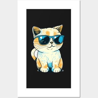 Cute ginger cat wearing sunglasses Posters and Art